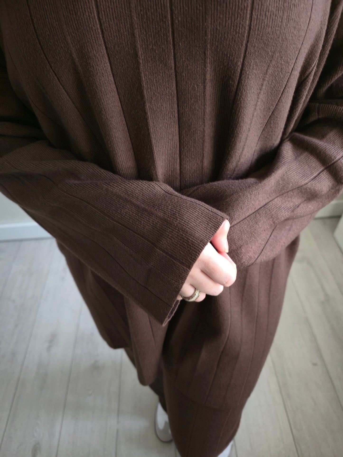 Ribbed Knit Twinset – Chocolate Brown