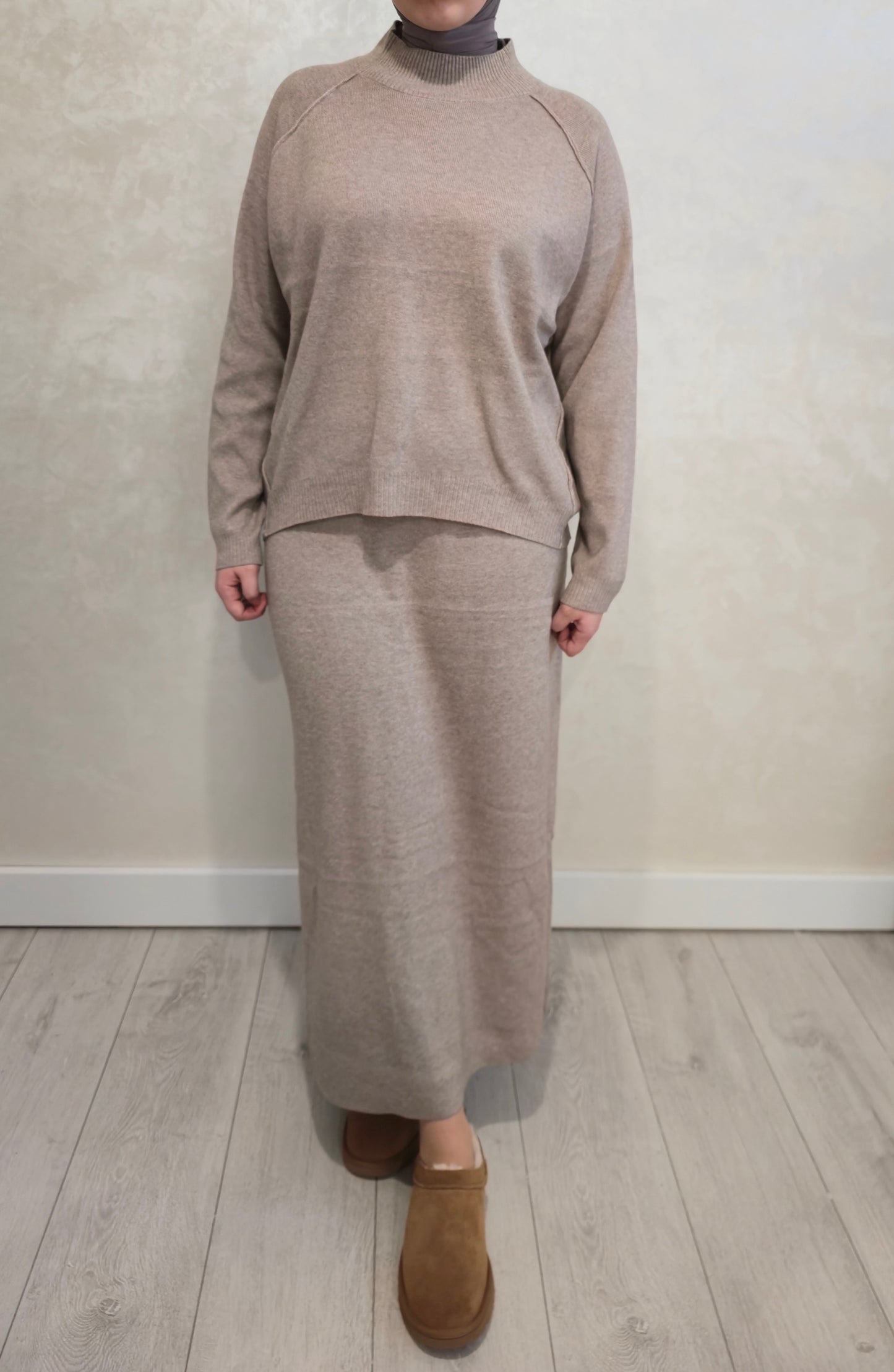 Knit Skirt Set – Taupe