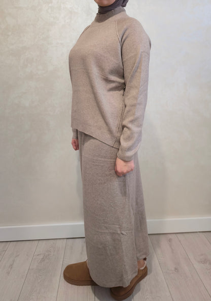 Knit Skirt Set – Taupe