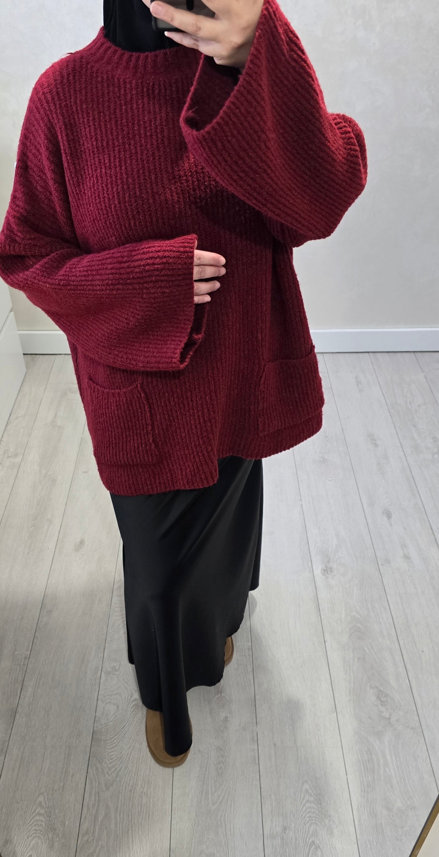 Oversized Knit – Burgundy