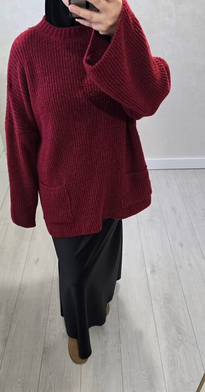 Oversized Knit – Burgundy