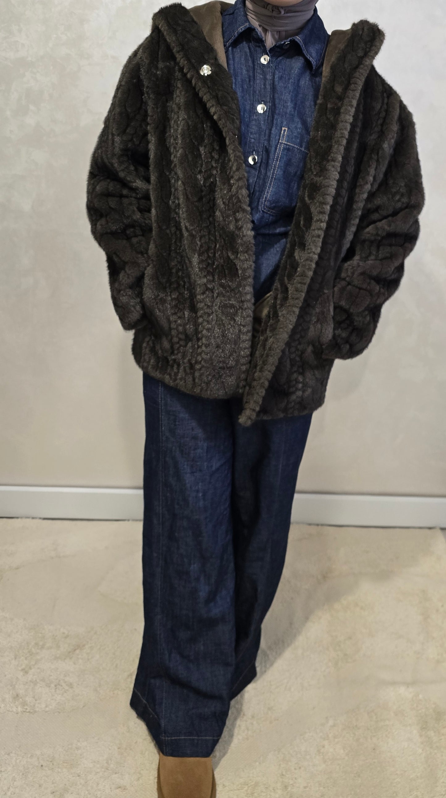 Soft Fur Jacket met Capuchon