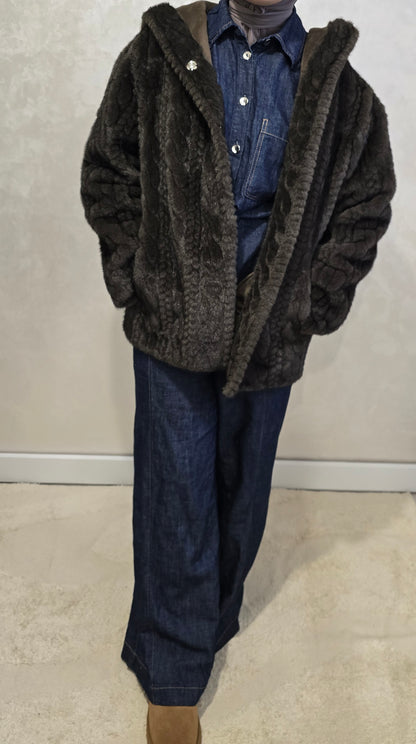 Soft Fur Jacket met Capuchon